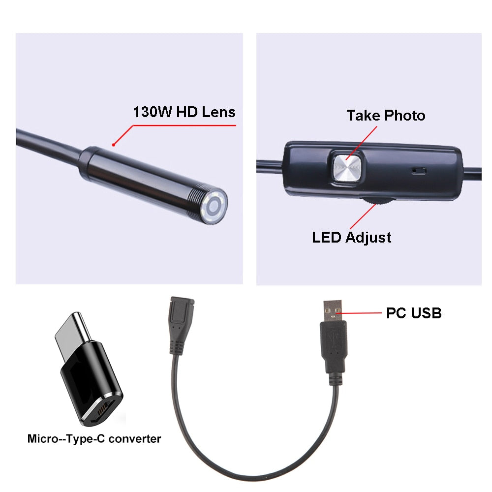 7mm Type-C Endoscope Camera for Android - Waterproof, Adjustable LEDs. Zydropshipping