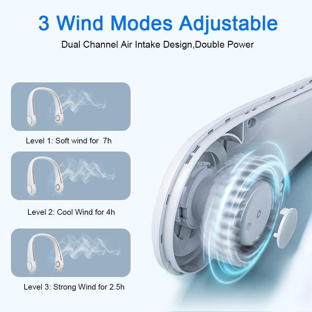 New Mini Neck Fan: Portable Bladeless Cooling, 3 Speeds, Rechargeable Zydropshipping