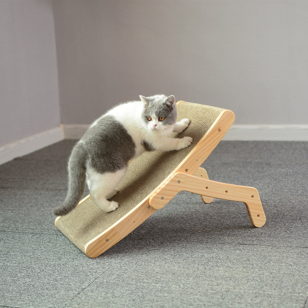 Wooden Cat Scratcher Bed - 3-in-1 Lounge, Post, Toy Zydropshipping