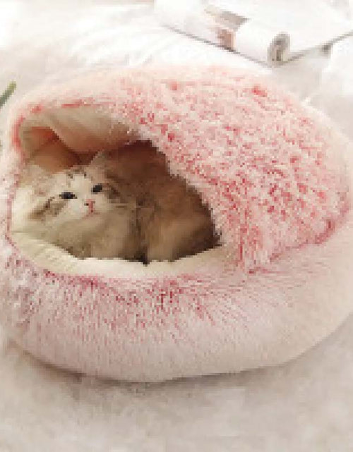 Load image into Gallery viewer, 2-in-1 Plush Dog &amp; Cat Bed – Warm, Round, Soft Winter House
