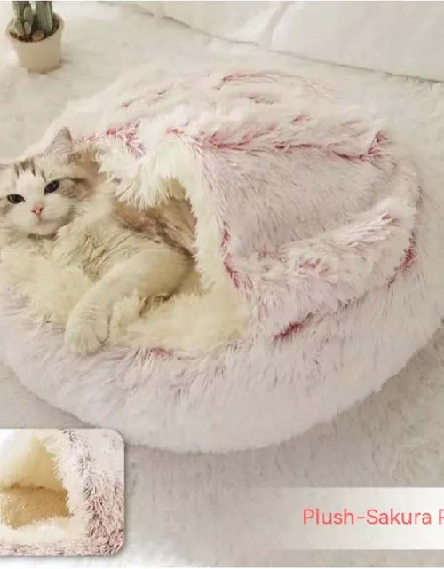 Load image into Gallery viewer, 2-in-1 Plush Dog &amp; Cat Bed – Warm, Round, Soft Winter House
