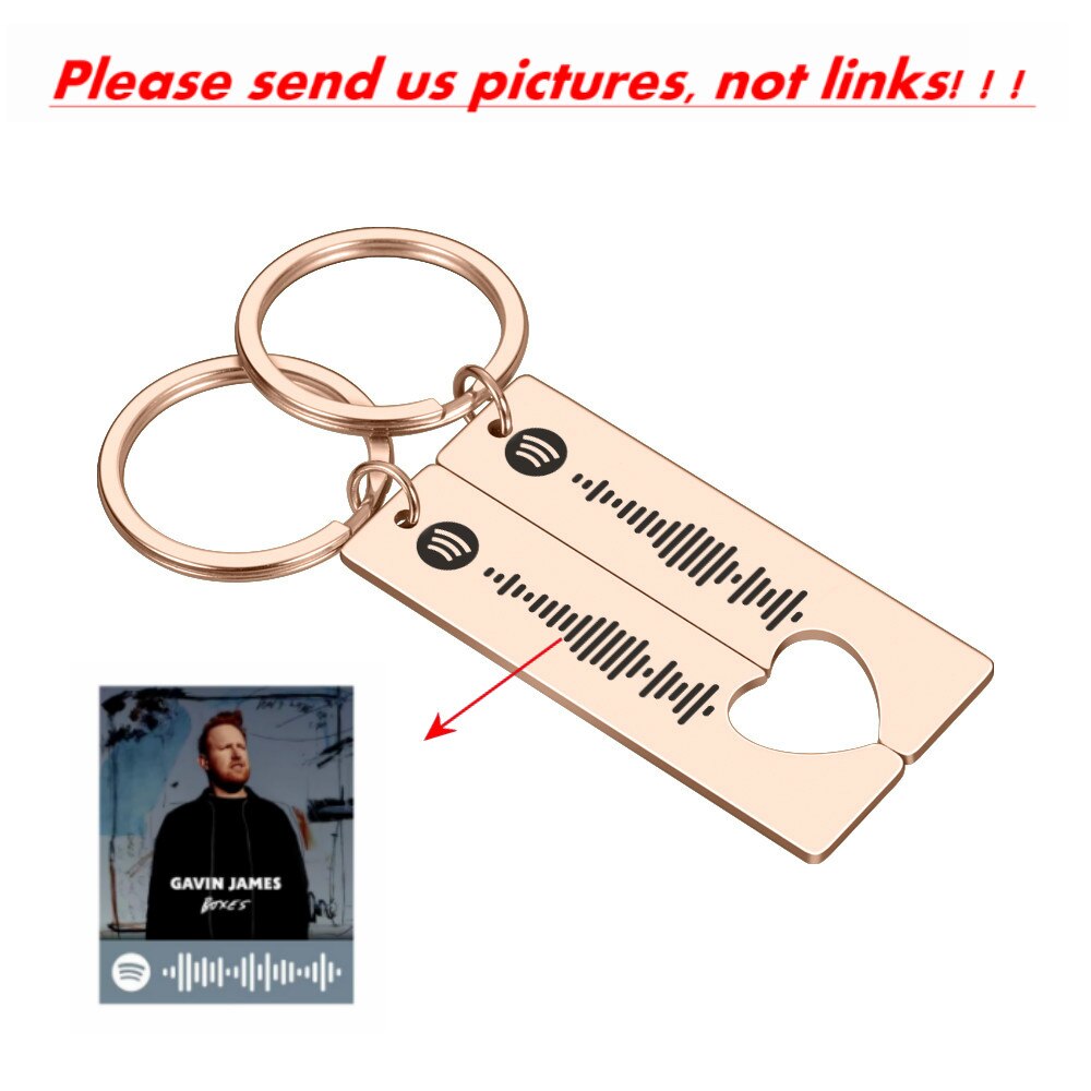 2pcs Personalized Spotify Code Keychain Engraved Music Jewelry Birthday Gift Zydropshipping