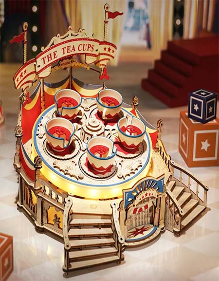 Load image into Gallery viewer, 3D Wooden Music Box Kit with LED: Rotating Swing Ride DIY Zydropshipping
