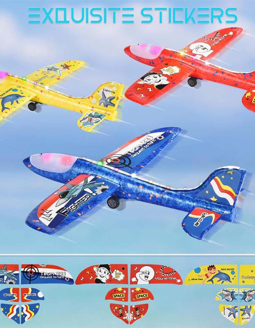 Load image into Gallery viewer, Airplane Launcher Toy 3 Pack Foam Glider Catapult Plane with DIY Stickers
