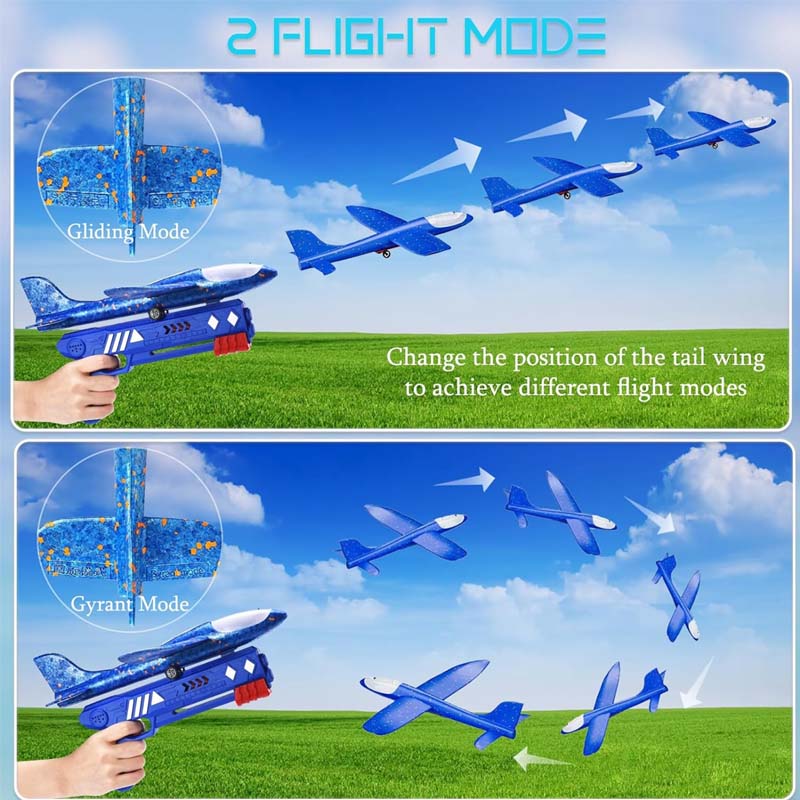 Airplane Launcher Toy 3 Pack Foam Glider Catapult Plane with DIY Stickers