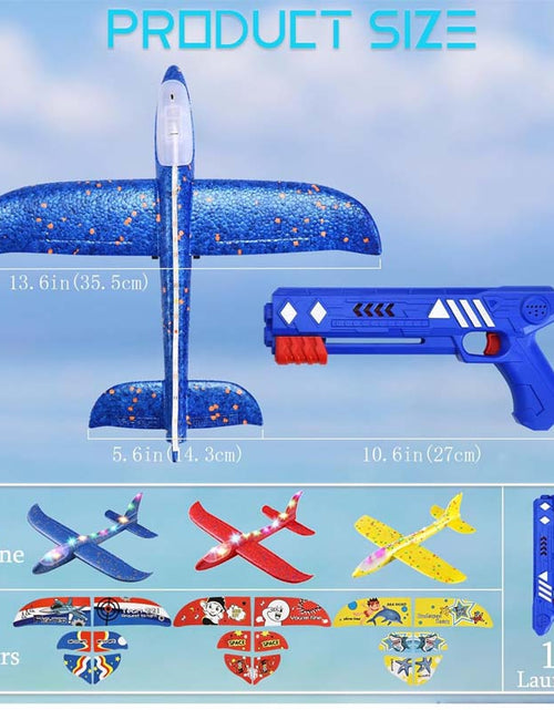 Load image into Gallery viewer, Airplane Launcher Toy 3 Pack Foam Glider Catapult Plane with DIY Stickers
