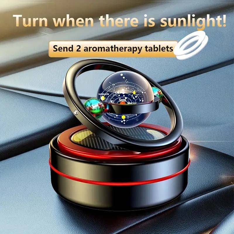 Solar-Powered Rotating Car Air Freshener – Aluminum Aromatherapy Diffuser