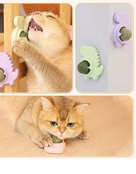 Whisker Whirl: Catnip Spin & Lick Ball with Natural Grass for Dental Health & Delight