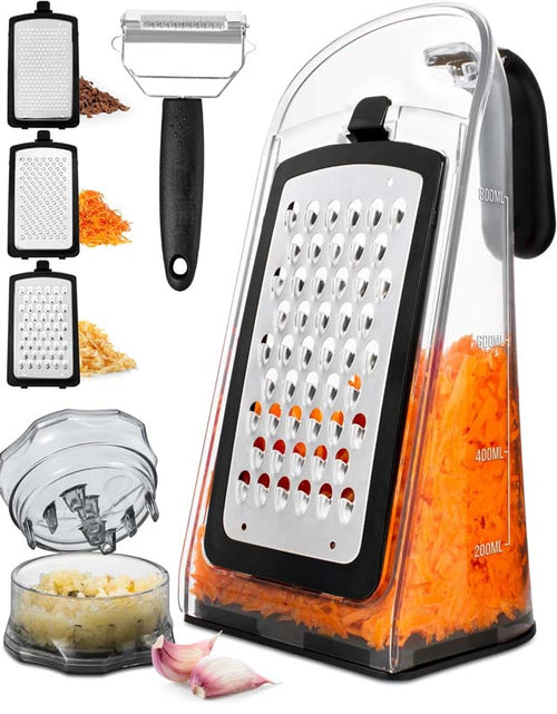 Load image into Gallery viewer, Cheese Grater with Garlic Crusher and Vegetable Peeler
