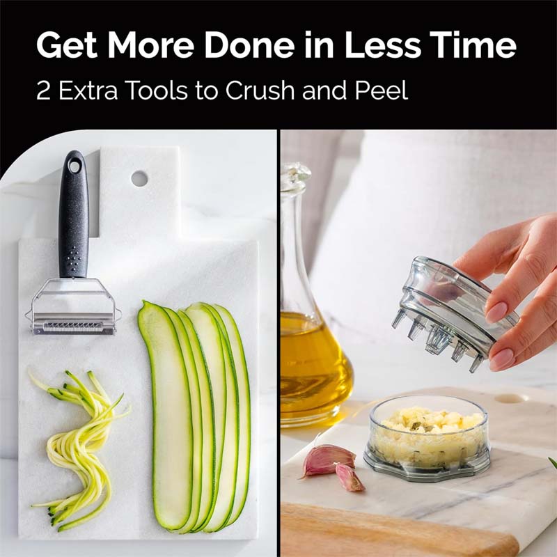 Cheese Grater with Garlic Crusher and Vegetable Peeler