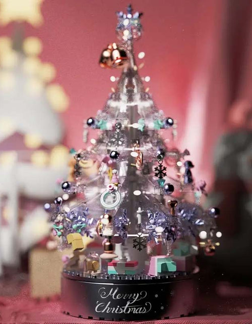 Load image into Gallery viewer, Purple Christmas Tree Music Box with Lights
