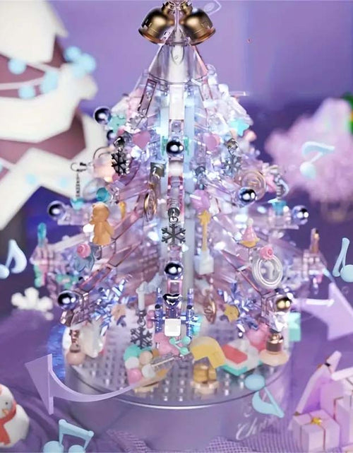 Load image into Gallery viewer, Purple Christmas Tree Music Box with Lights
