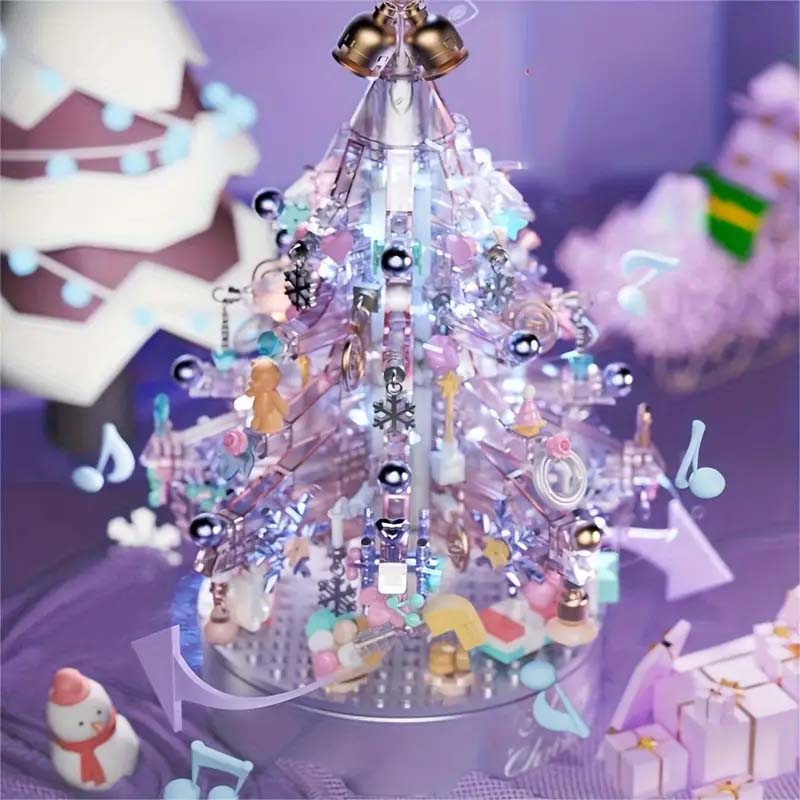 Purple Christmas Tree Music Box with Lights