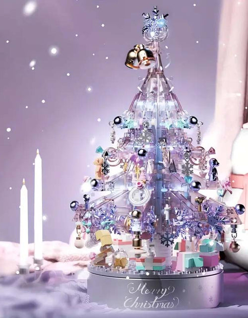 Load image into Gallery viewer, Purple Christmas Tree Music Box with Lights
