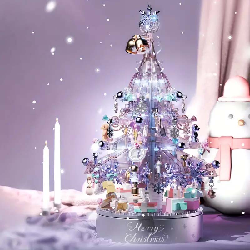 Purple Christmas Tree Music Box with Lights