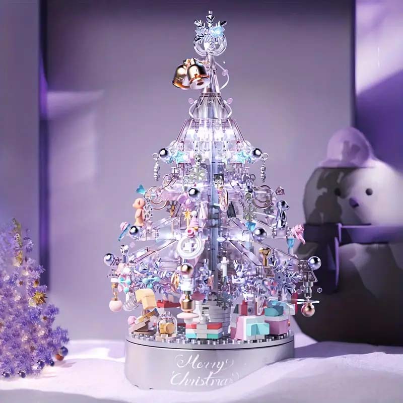 Purple Christmas Tree Music Box with Lights