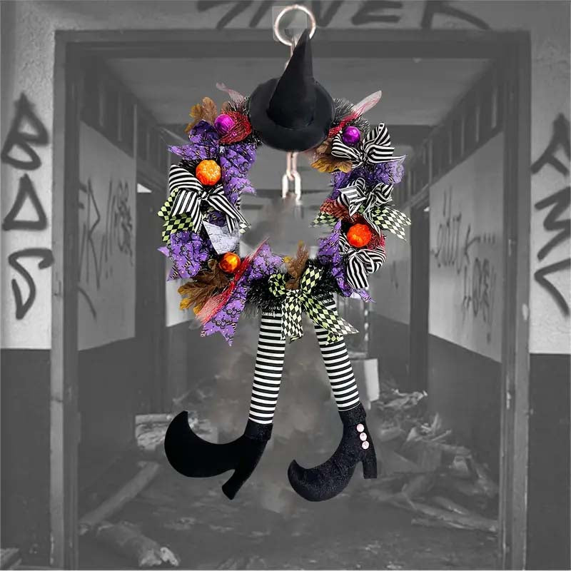 Witch Hat Halloween Door Wreath – Garden Hanging Decoration