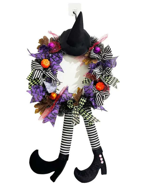 Load image into Gallery viewer, Witch Hat Halloween Door Wreath – Garden Hanging Decoration
