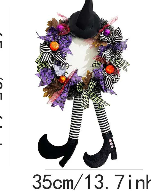 Load image into Gallery viewer, Witch Hat Halloween Door Wreath – Garden Hanging Decoration
