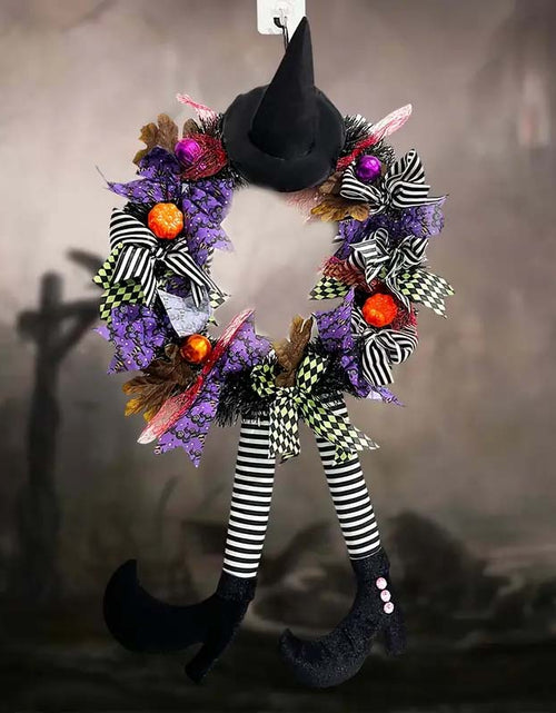 Load image into Gallery viewer, Witch Hat Halloween Door Wreath – Garden Hanging Decoration
