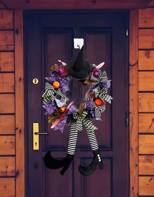 Load image into Gallery viewer, Witch Hat Halloween Door Wreath – Garden Hanging Decoration
