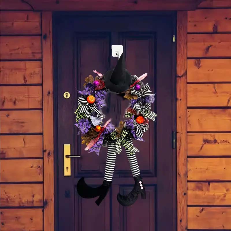 Witch Hat Halloween Door Wreath – Garden Hanging Decoration