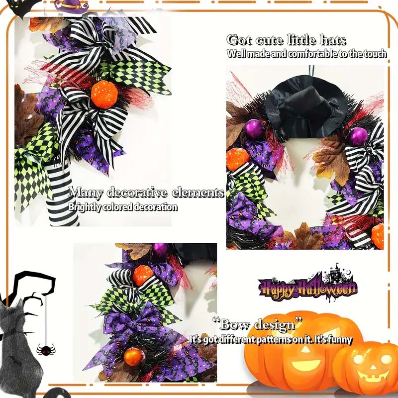 Witch Hat Halloween Door Wreath – Garden Hanging Decoration