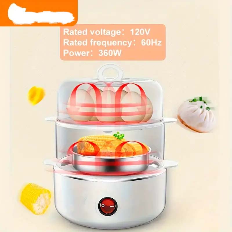 Compact 2-Egg Electric Cooker - Soft, Medium, Hard