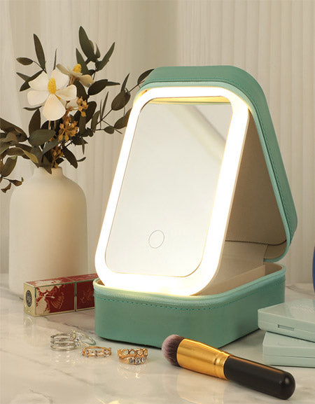 Foldable LED Makeup Mirror & Travel Jewelry Box Zydropshipping