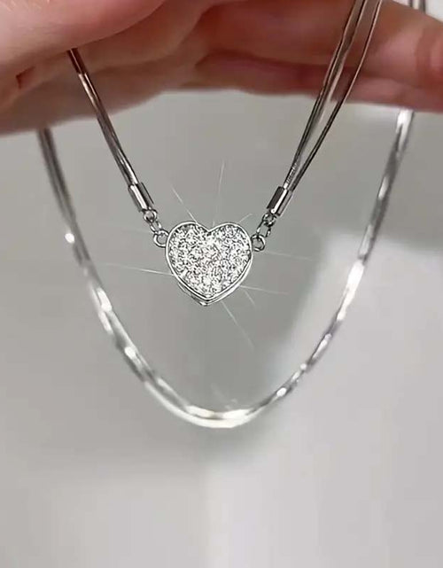 Load image into Gallery viewer, Japanese &amp; Korean Style Heart-Shaped Zircon Necklace
