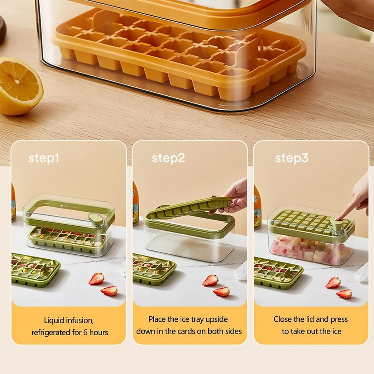 Ice Cube Tray Set - Nugget Ice with Storage, Stackable, Easy Release Zydropshipping