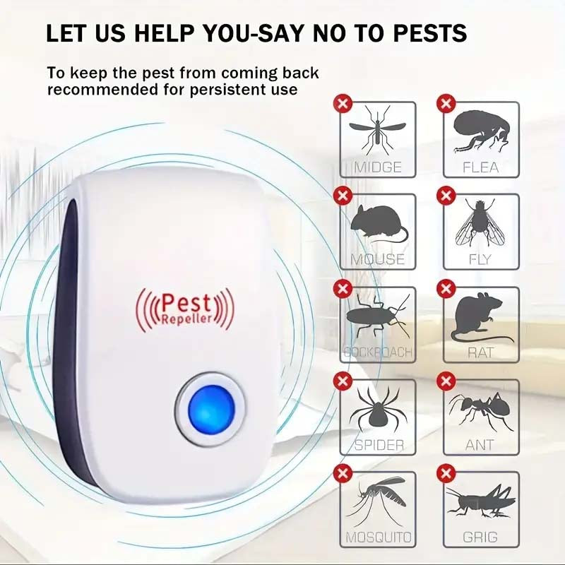 4-Pack Ultrasonic Plug-In Insect Repellent - Non-Toxic Pest Control for Home & Office