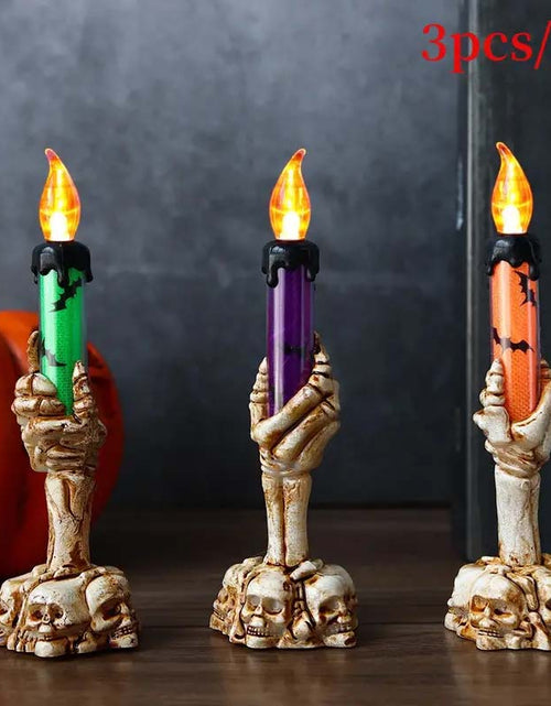 Load image into Gallery viewer, 3pcs Halloween LED Skull Candle Holders
