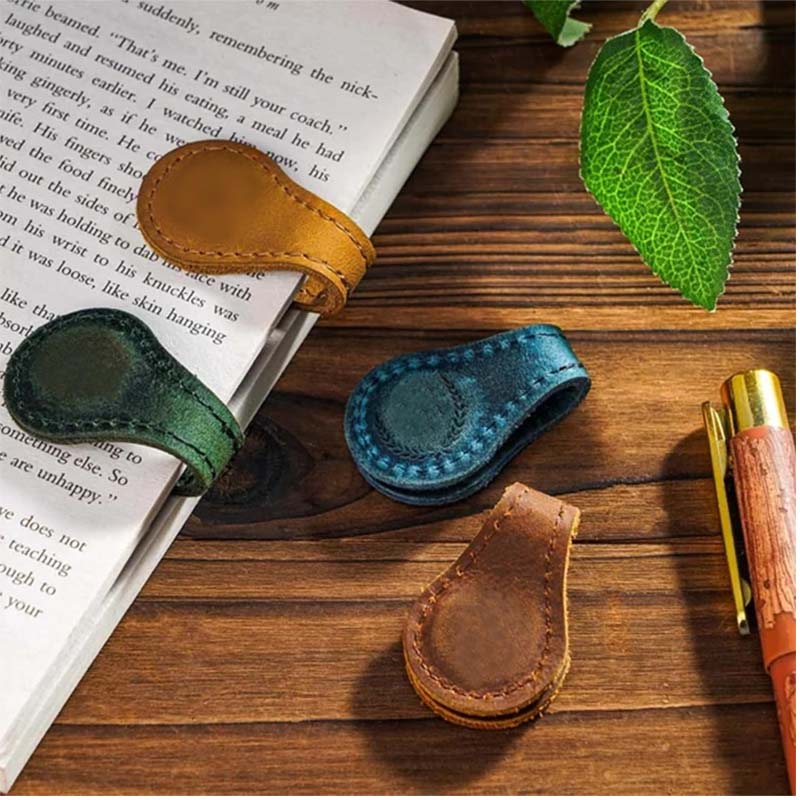 Magnetic Leather Bookmarks Vintage Book Marker Clips