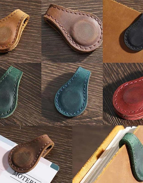 Load image into Gallery viewer, Magnetic Leather Bookmarks Vintage Book Marker Clips
