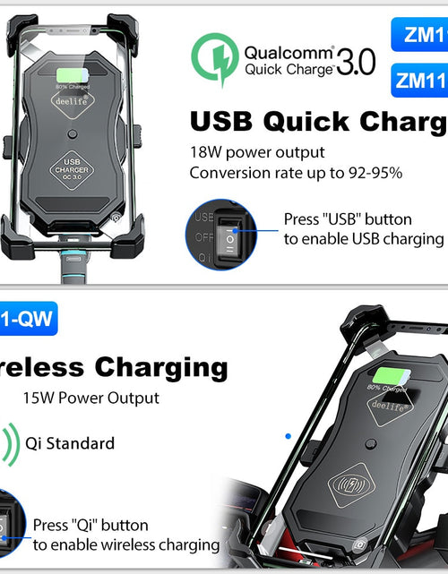 Load image into Gallery viewer, Motorbike and Motorcycle Phone Holder Wireless Charging for MotoX-Grip Zydropshipping
