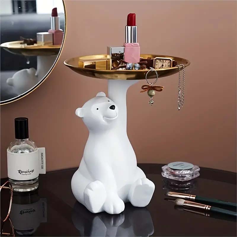 Resin Polar Bear Figurine  Multi-Functional Desk Decoration