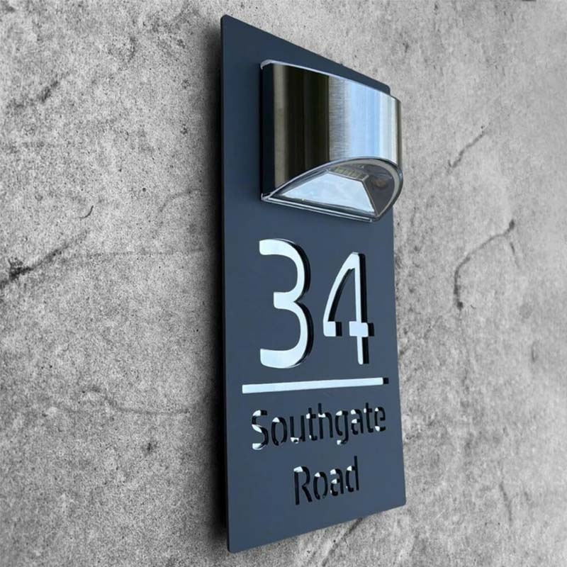 Personalized Solar House Number Plaque Custom LED Address Sign