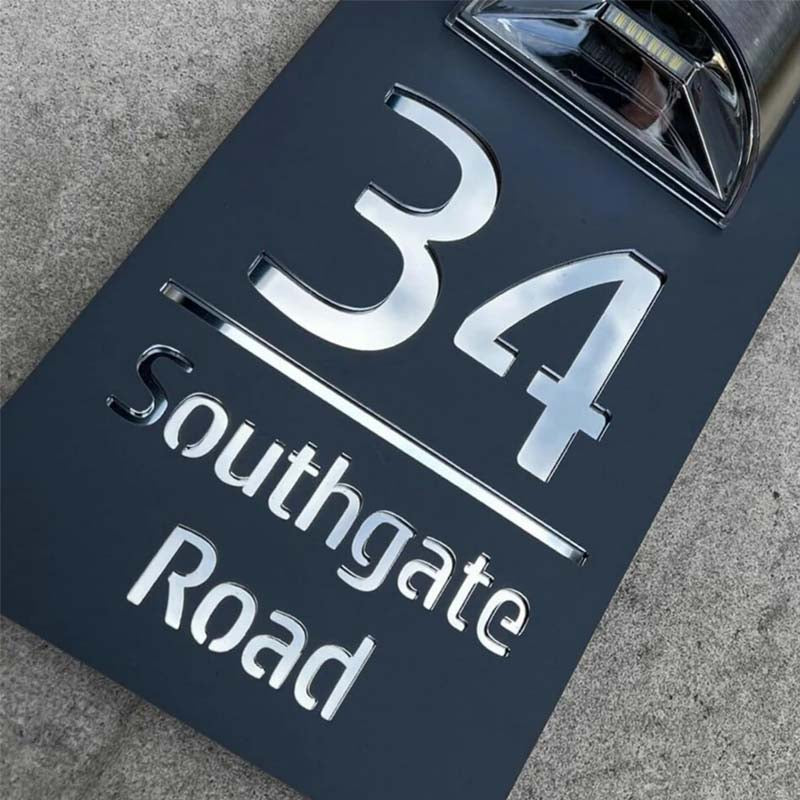 Personalized Solar House Number Plaque Custom LED Address Sign