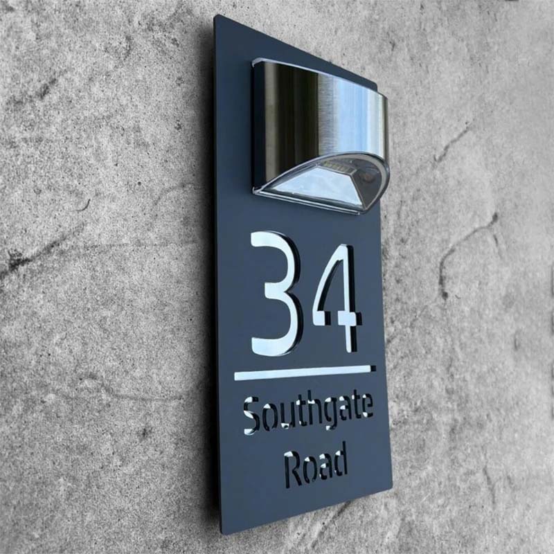 Personalized Solar House Number Plaque Custom LED Address Sign