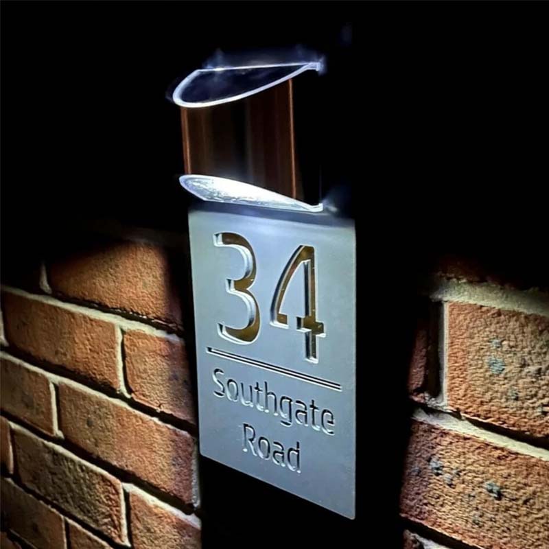 Personalized Solar House Number Plaque Custom LED Address Sign