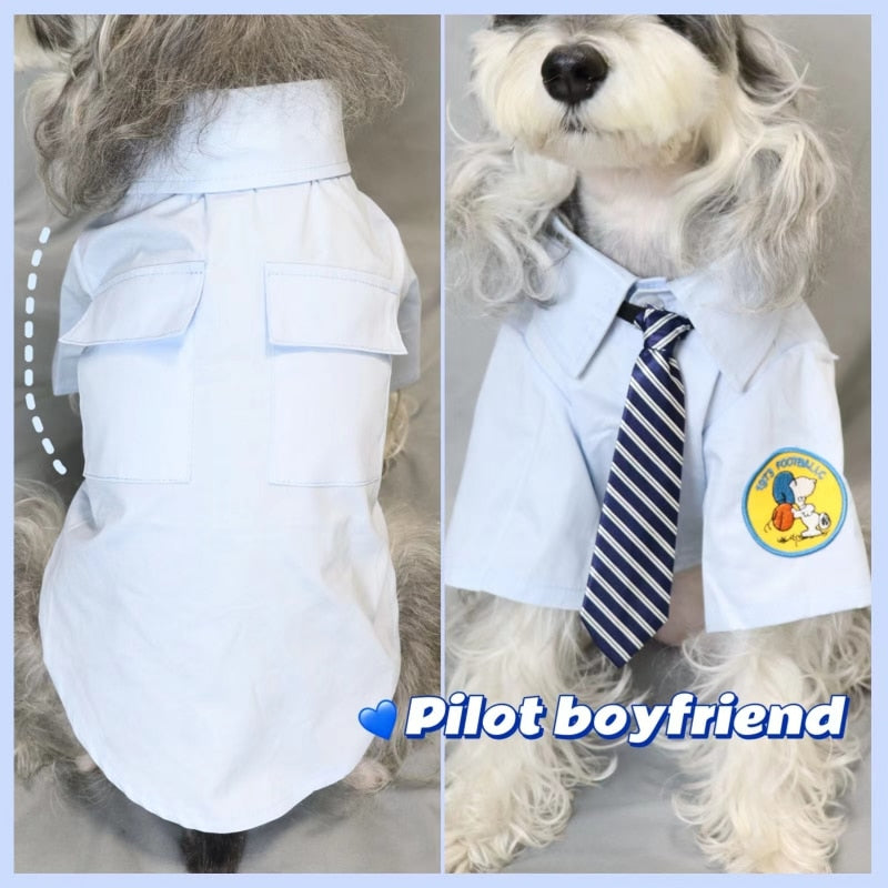 Pet Dog Handsome Necktie Shirt - Stylish Solid Clothes for Dogs Zydropshipping