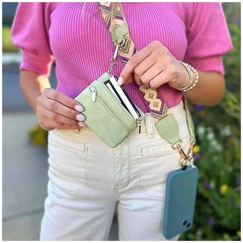 Clip and Go Phone Strap with Zippered Pouch and Crossbody Wallet