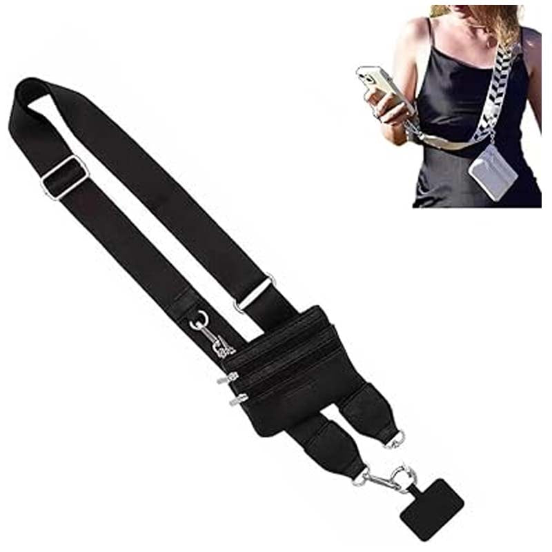 Clip and Go Phone Strap with Zippered Pouch and Crossbody Wallet