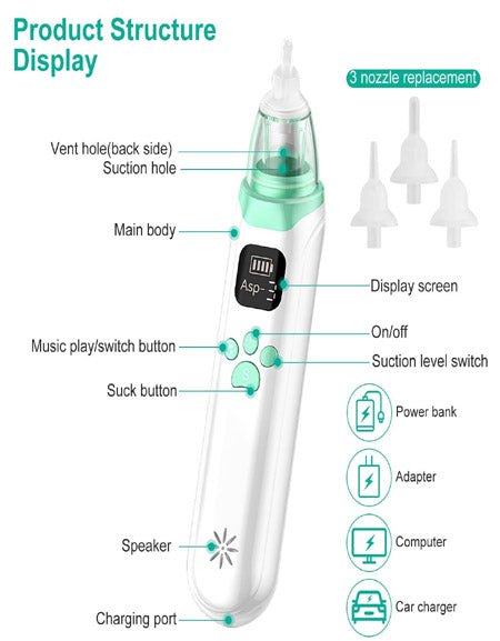 Load image into Gallery viewer, PowerSoothe Electric Baby Nasal Aspirator: Gentle and Effective Nose Cleaning for Infants Zydropshipping
