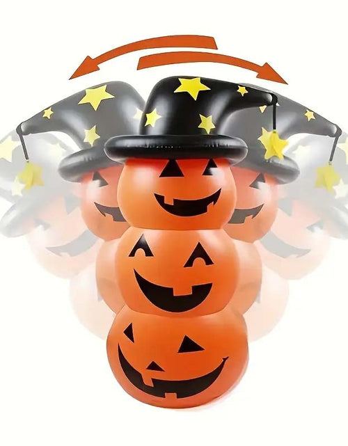 Load image into Gallery viewer, Spooky Halloween Inflatable Pumpkin Stack with Witch Hat – Perfect Outdoor Decor
