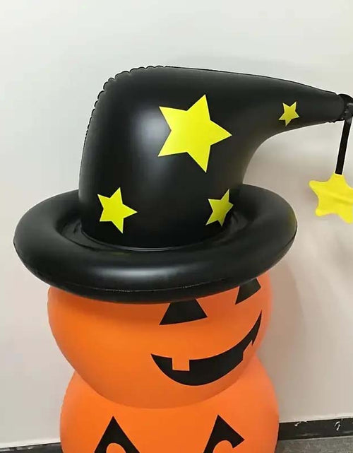 Load image into Gallery viewer, Spooky Halloween Inflatable Pumpkin Stack with Witch Hat – Perfect Outdoor Decor
