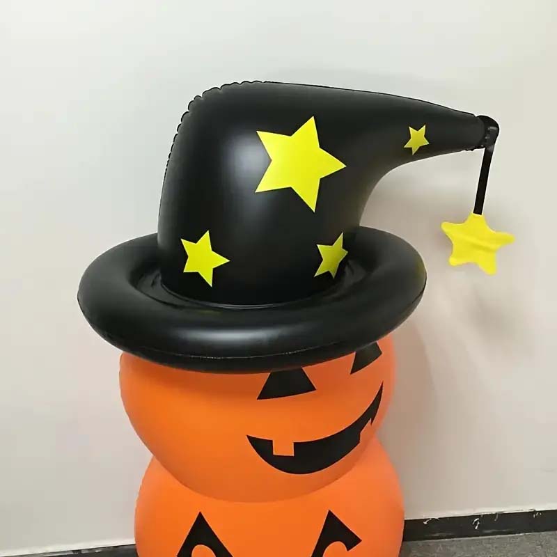 Spooky Halloween Inflatable Pumpkin Stack with Witch Hat – Perfect Outdoor Decor