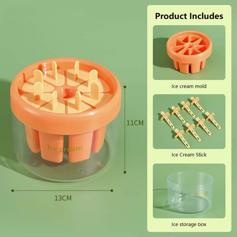 Reusable 8-Cavity Popsicle Mold Easy Release DIY Ice Cream Maker