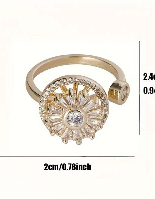 Load image into Gallery viewer, Round Zircon Rotating Open Ring Exquisite Fashion Jewelry
